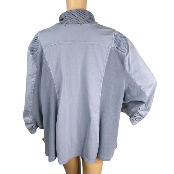 XCVI Wearables Fjord Light Blue Gray Zip Up Lagenlook Minimalist Jacket SZ 3X - Picture 8 of 10